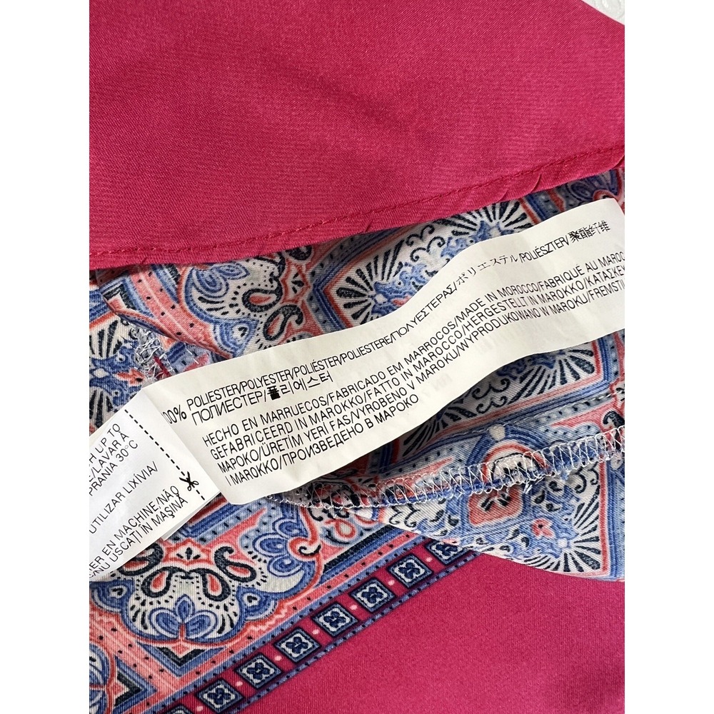 Zara Basic Blouse Tunic Top Pink Blue Batik Oversized Boxy Polyester Size S - Picture 7 of 11